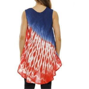 Riviera Sun Tie Dye‎ Tank Tunic Red White Blue Size Large